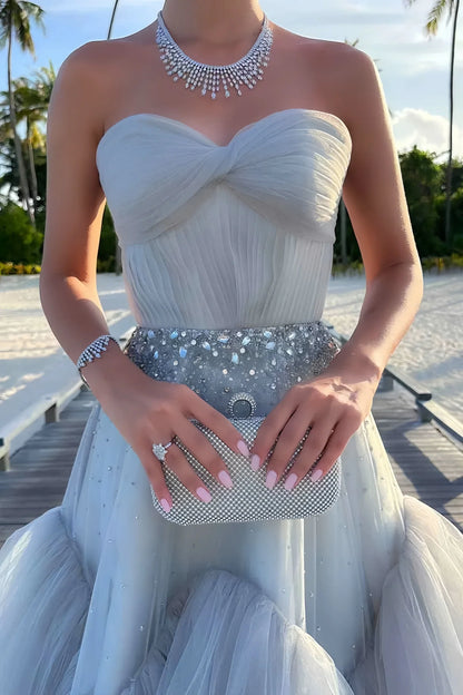 Stores With Prom Dresses Off-the-Shoulder Sweetheart A-Line Tiered Ruffle Prom Dresses Beaded Women Prom Dress Formal Wear Dresses