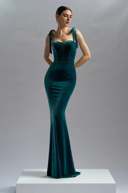 Stores With Prom Dresses Sleeveless Long Velvet Evening Dress Prom Dress Mermaid Sheath Floor Length Formal Wear Dresses