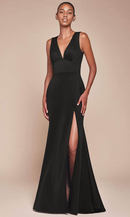 Stores With Prom Dresses V-Neck Empire Waist Prom Gown Floor Length Sleeveless With Slit Formal Wear Dresses