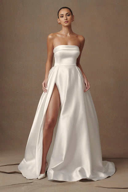 Strapless Wedding Gown Custom A Line Dresses For Wedding Classy Wedding Dresses For Formal Weddings With Slit