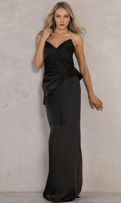Strapless Pleated Sleeveless Evening Prom Gown Can Be Customized In To Match Floor Length