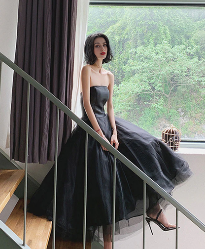 Strapless Tulle TeaLength Prom Dress