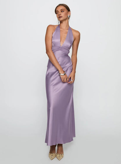 Stylish Bodycon Halter Sleeveless Backless Floor-Length Prom Dress