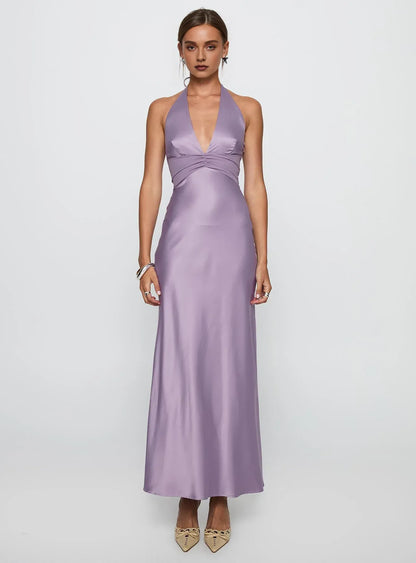 Stylish Bodycon Halter Sleeveless Backless Floor-Length Prom Dress