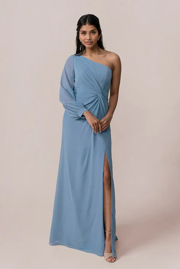Stylish Sheath One Shoulder Sleeveless Chiffon Floor-Length Prom Dress