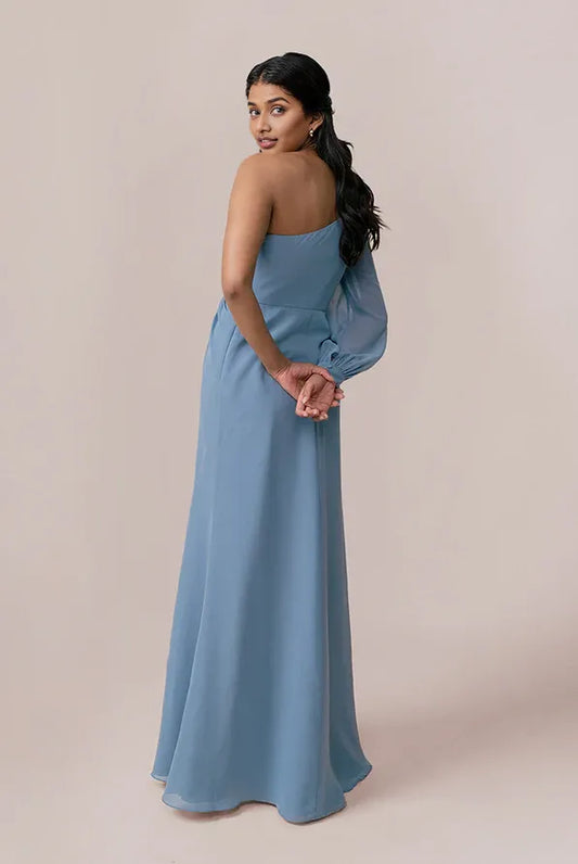 Stylish Sheath One Shoulder Sleeveless Chiffon Floor-Length Prom Dress