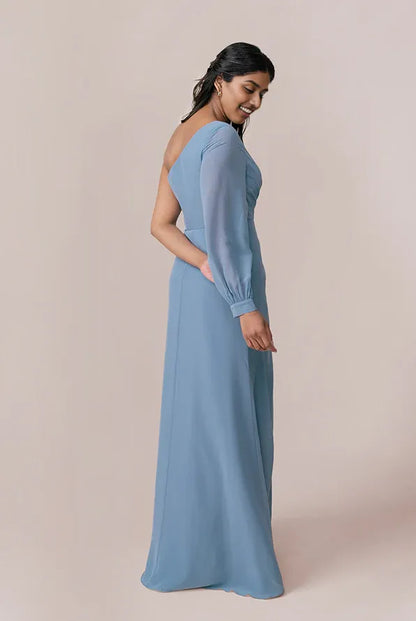 Stylish Sheath One Shoulder Sleeveless Chiffon Floor-Length Prom Dress