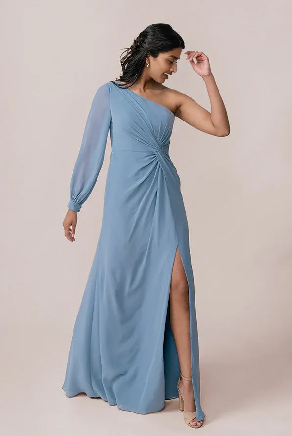 Stylish Sheath One Shoulder Sleeveless Chiffon Floor-Length Prom Dress