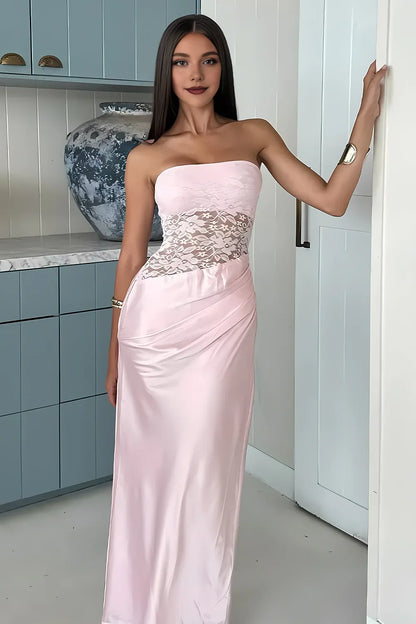 Stylish Sheath Strapless Neck Sleeveless Lace Up Floor-Length Prom Dress