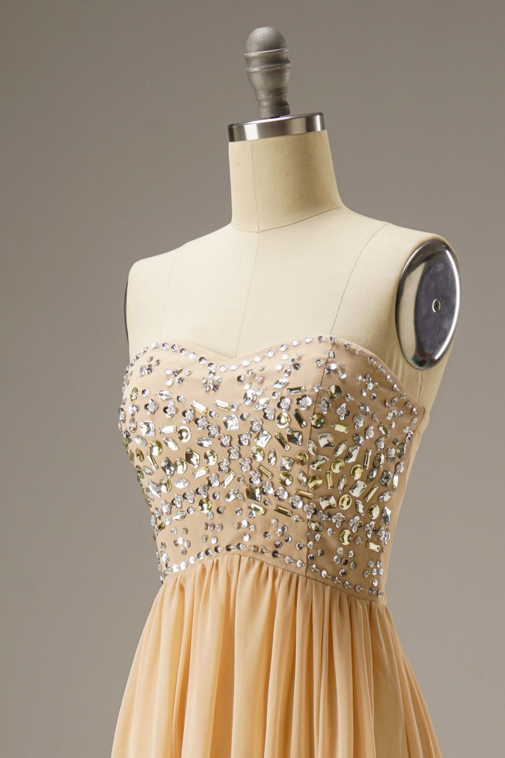Sweetheart Empire Waist Chiffon Long Dress WIth Beading