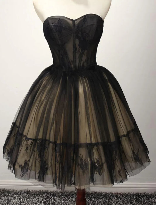 Dress Prom Dress Stores Black Sweetheart Lace Tulle A-Line Homecoming Dress Formal Dresses