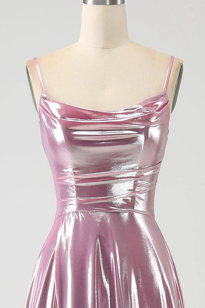 A Line Spaghetti Straps Long Prom Dress With Split Front