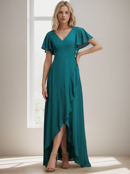 Charming Chiffon Bridesmaid Dress with Lotus Leaf Hemline