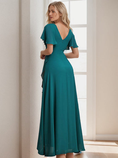 Charming Chiffon Bridesmaid Dress with Lotus Leaf Hemline