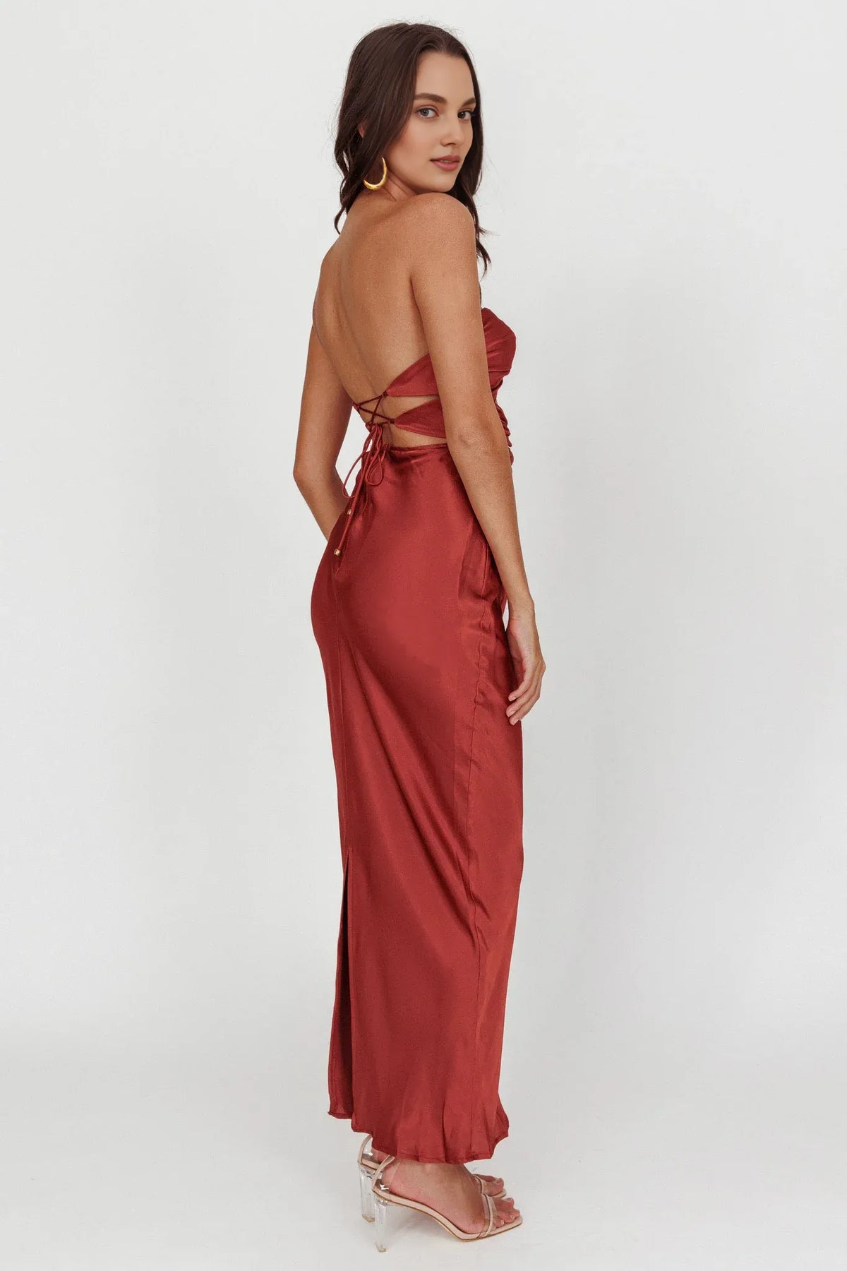 Dress Double Twist Maxi Dress Steel Blue Off the Shoulder Lace Up Ankle-Length Prom Dress