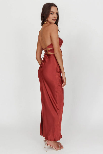 Dress Double Twist Maxi Dress Steel Blue Off the Shoulder Lace Up Ankle-Length Prom Dress