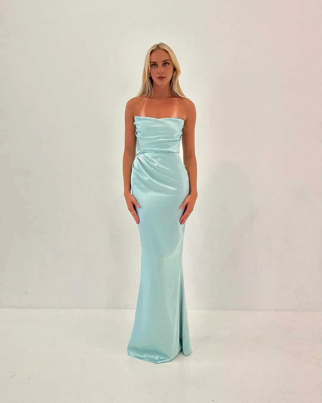 Formal Women's Dresses Tiffany Blue Strapless Sheath Long Prom Dress Prom Dresses Stores