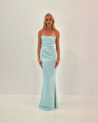 Formal Women's Dresses Tiffany Blue Strapless Sheath Long Prom Dress Prom Dresses Stores