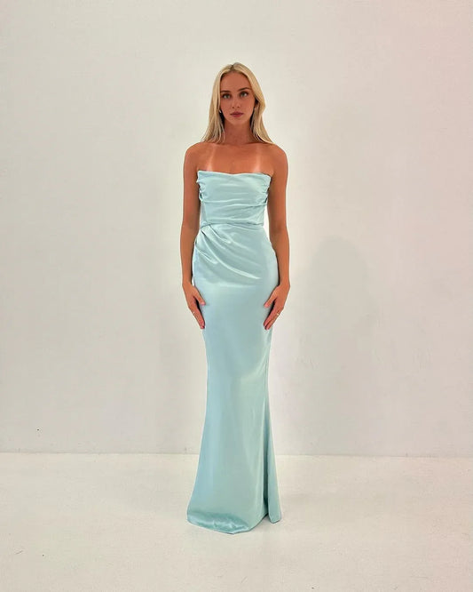 Formal Women's Dresses Tiffany Blue Strapless Sheath Long Prom Dress Prom Dresses Stores