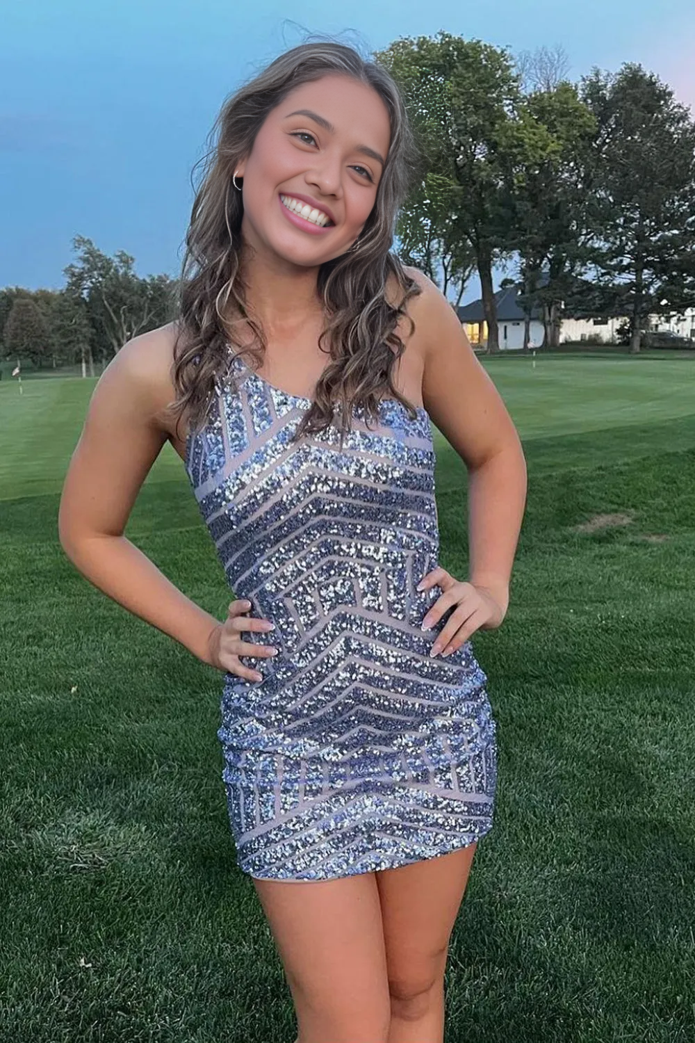 Prom Dress Store Fuchsia One Shoulder Sequins Tight Short Homecoming Dress Formal Women's Dresses