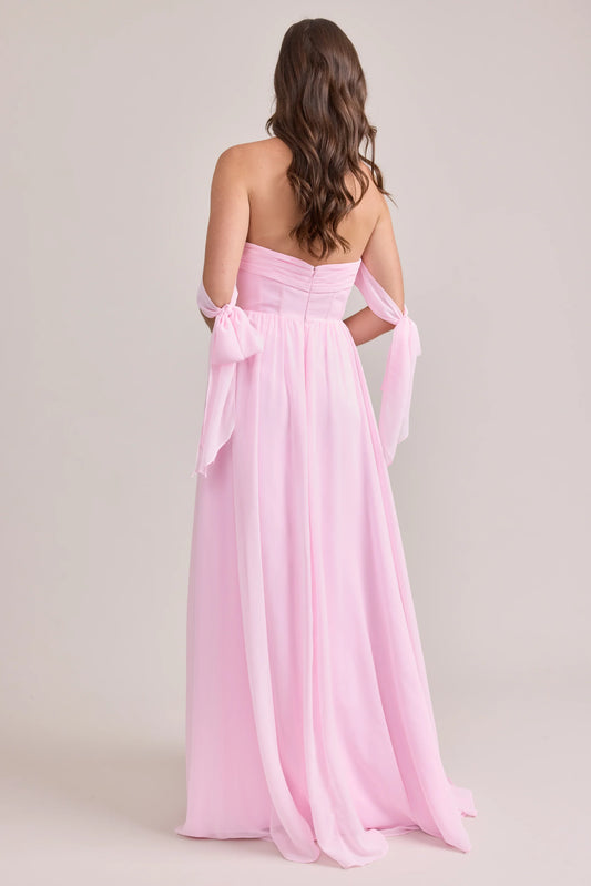 Trendy A-Line Off the Shoulder Sleeveless Chiffon Floor-Length Prom Dress