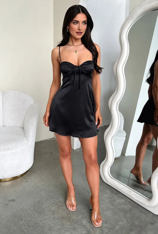 Trendy A-Line Spaghetti Straps Sleeveless Pleated Satin Short-Mini Homecoming Dress