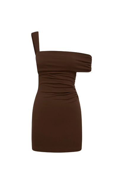 Trendy Bodycon One Shoulder Sleeveless Pleated Short-Mini Homecoming Dress