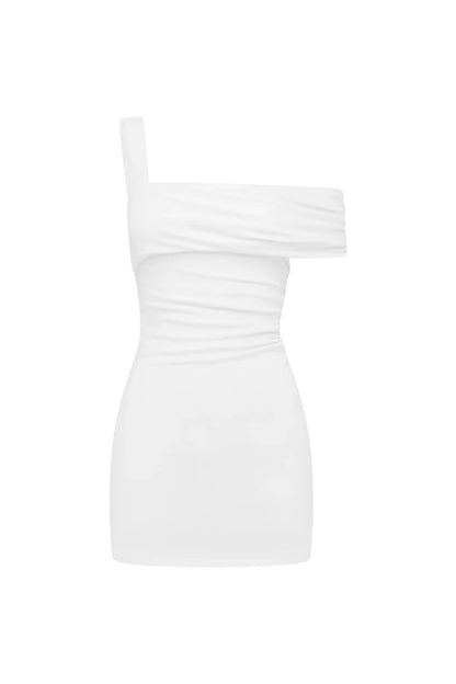 Trendy Bodycon One Shoulder Sleeveless Pleated Short-Mini Homecoming Dress