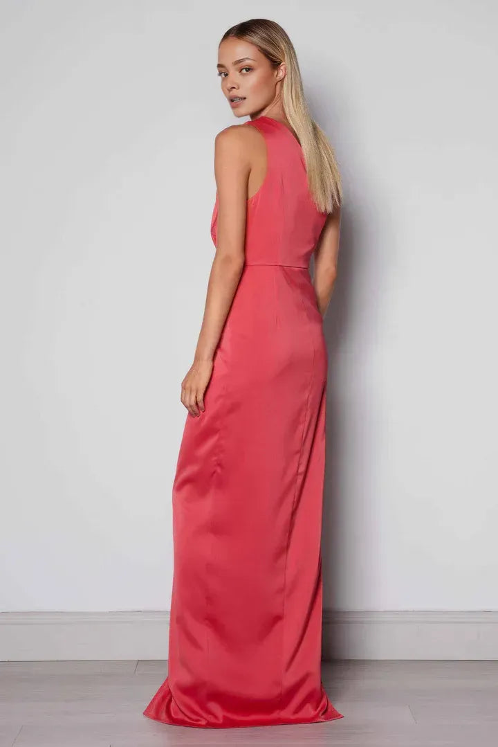 Trendy Fitted One Shoulder Sleeveless Satin Floor-Length Prom Dress
