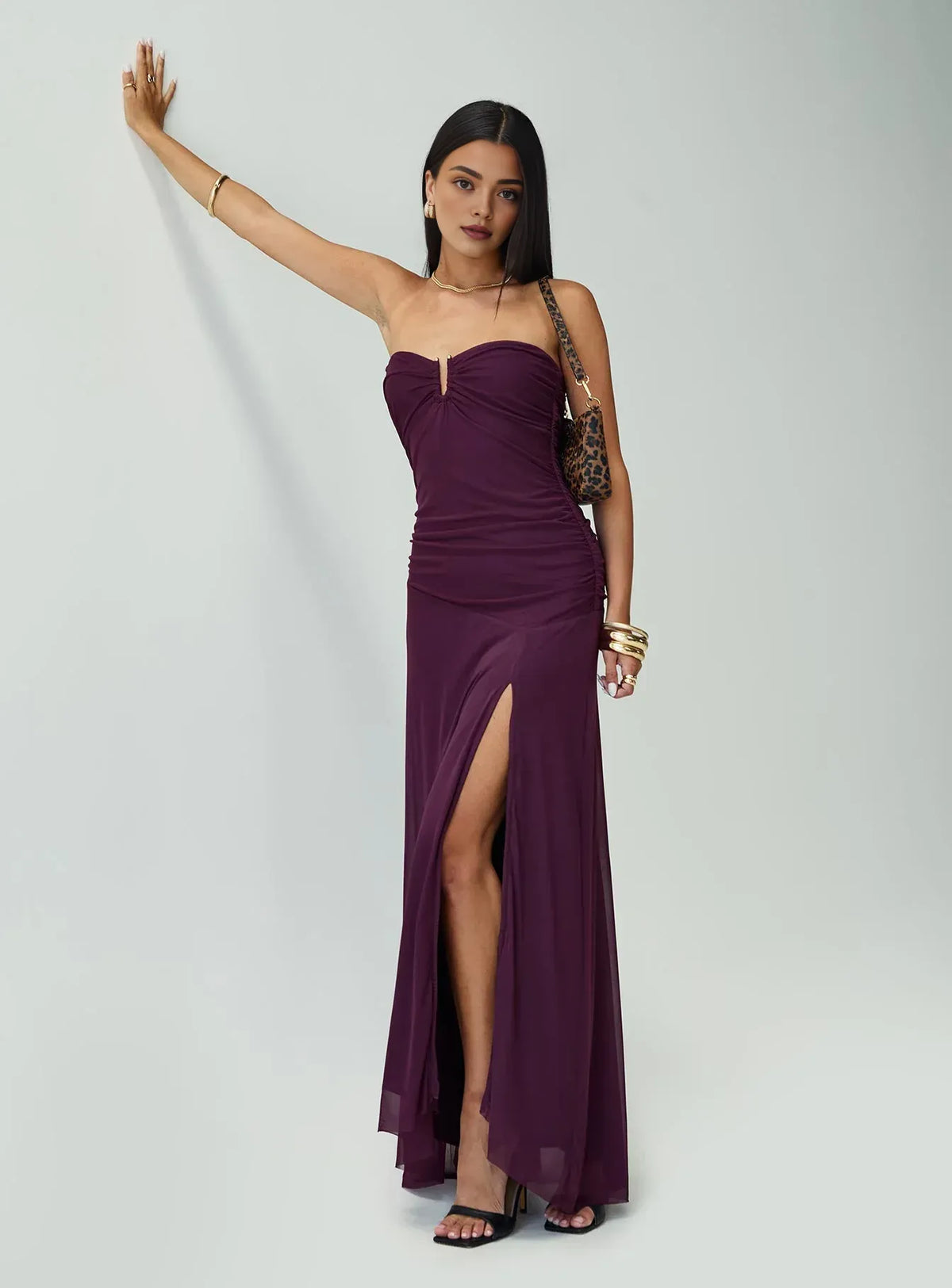 Trendy Fitted Strapless Sleeveless Backless Floor-Length Prom Dress