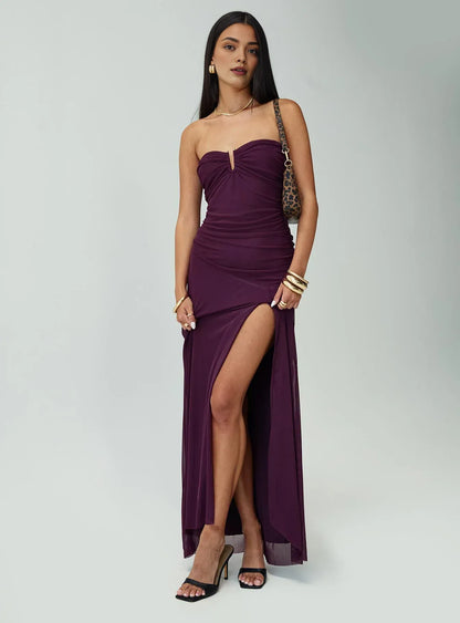 Trendy Fitted Strapless Sleeveless Backless Floor-Length Prom Dress