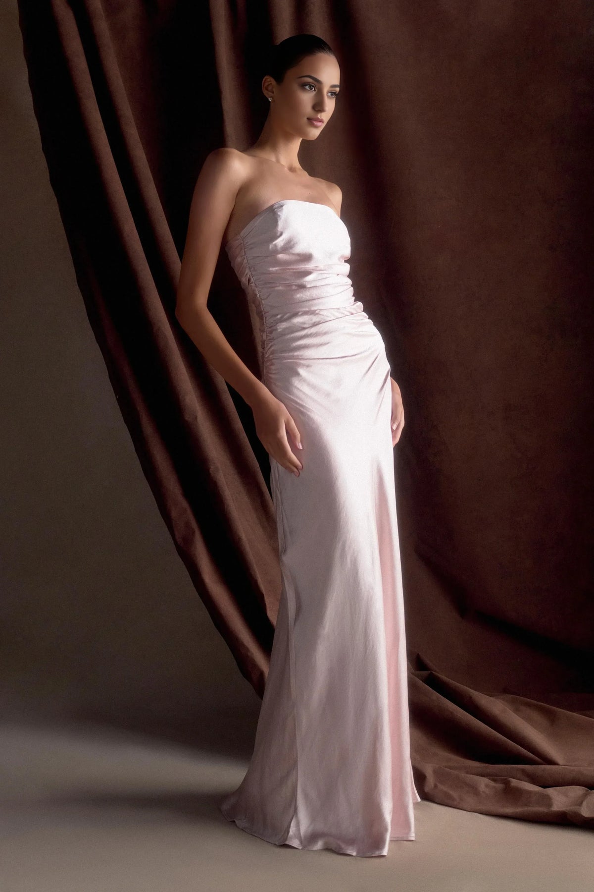 Trendy Floor Length Ball Gowns Elegant Mermaid Prom Dresses Satin Long No Slit Strapless Prom Clothes Plus Size