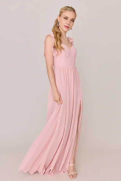 Trendy Flowing A-line Sweetheart Neck Sleeveless Back Zipper Ankle-Length Bridesmaid Dress