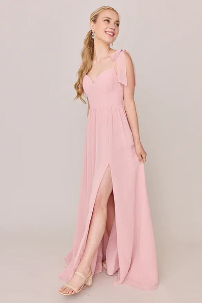 Trendy Flowing A-line Sweetheart Neck Sleeveless Back Zipper Ankle-Length Bridesmaid Dress