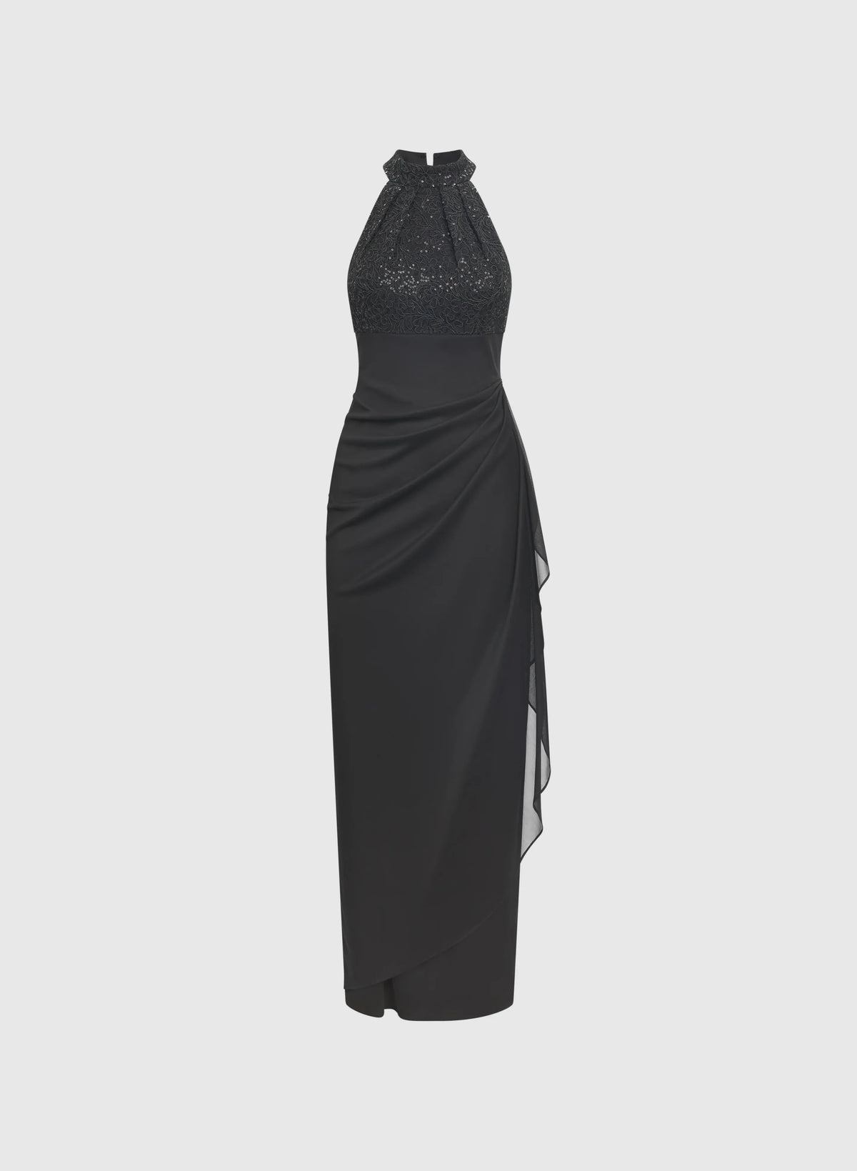 Trendy Mermaid Halter-Neck Sleeveless Sequin Floor-Length Prom Dress