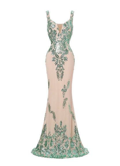 Trendy Mermaid V-Neck Sleeveless Back Zip Floor-Length Prom Dress