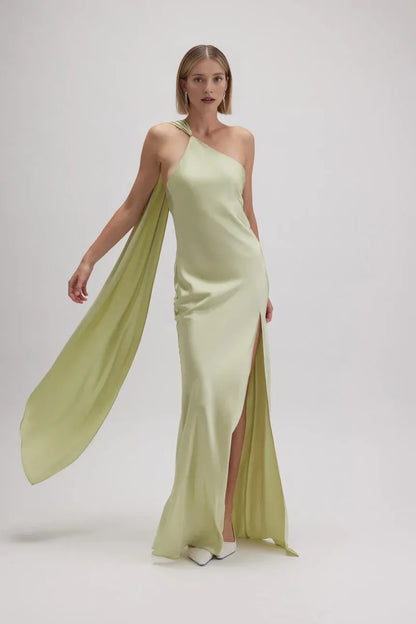 Trendy Sheath/Column One Shoulder Sleeveless Backless Floor-Length Prom Dress