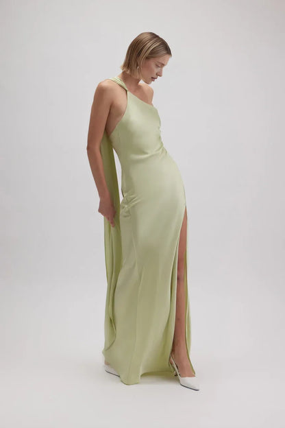 Trendy Sheath/Column One Shoulder Sleeveless Backless Floor-Length Prom Dress