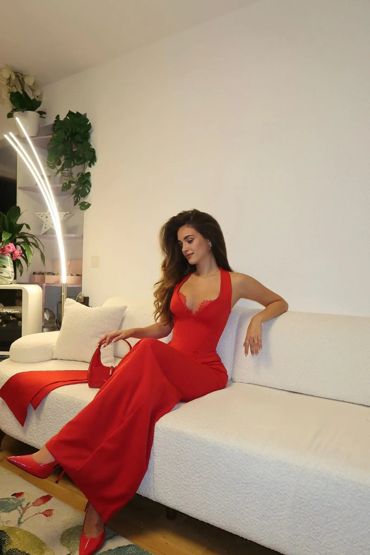 Trendy Sheath Halter Neck Sleeveless Pleated Satin Ankle-Length Prom Dress