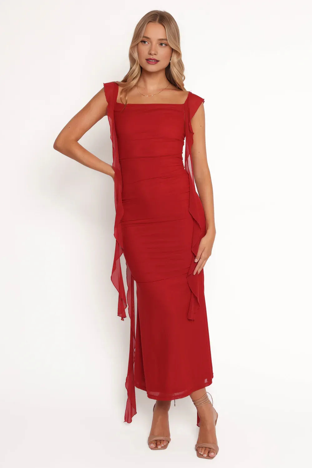 Trendy Sheath Square Neck Sleeveless Backless Floor-Length Prom Dress