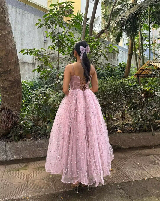 Formal Women's Dresses Spaghetti Straps Pink Shiny Tulle Prom Dress Sweet A Line Birthday Party Dress Prom Dresses Stores