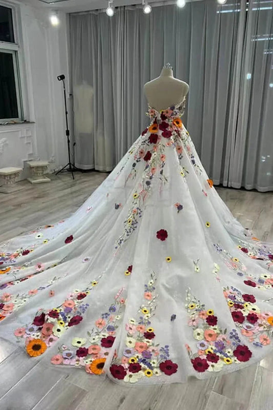 Prom Dresses Stores Chic Glam Fairy Tulle Sweetheart 3D Floral Flowers Wedding Dress PromDress Floral Formal Dress Formal Women's Dresses