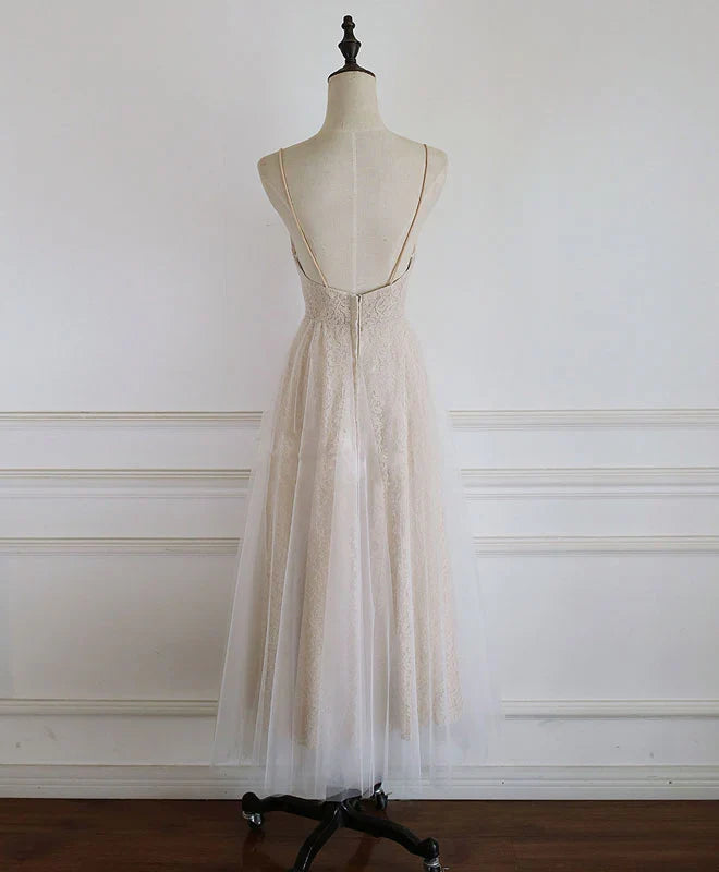 Tulle Lace Spaghetti Straps Prom Homecoming Dress