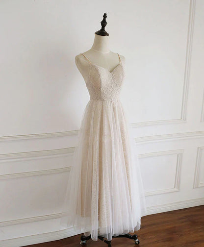 Tulle Lace Spaghetti Straps Prom Homecoming Dress