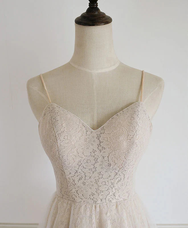 Tulle Lace Spaghetti Straps Prom Homecoming Dress