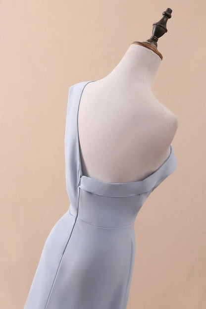 Unique High-Low One Shoulder Engagement Dress Floor Length Prom Party Dress With Sleeveless