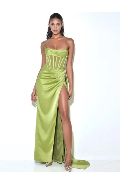 Unique Mermaid Off the Shoulder Sleeveless Satin Floor-Length Prom Dress