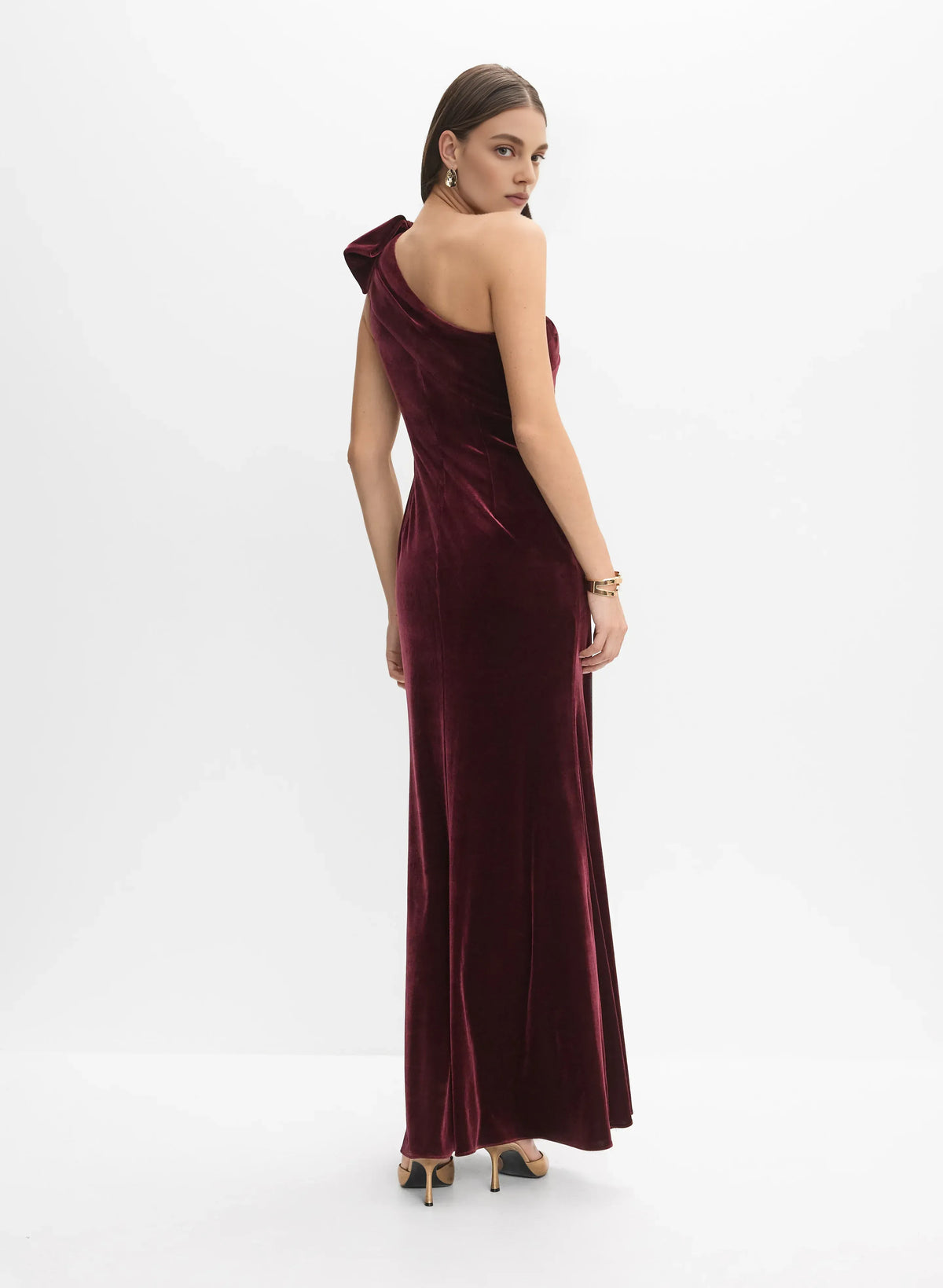 Unique Mermaid One-Shoulder Sleeveless Velvet Floor-Length Prom Dress