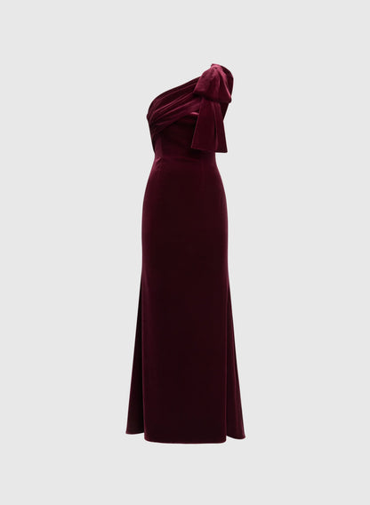 Unique Mermaid One-Shoulder Sleeveless Velvet Floor-Length Prom Dress