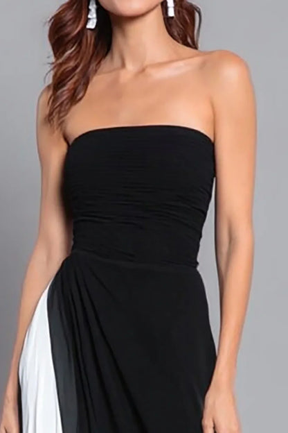 Unique Sheath/Column Strapless Sleeveless Lace Up Floor Length Prom Dress